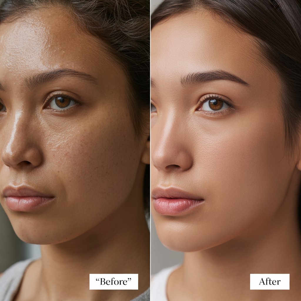 Gentle Cleansers for Oily Skin before and after
