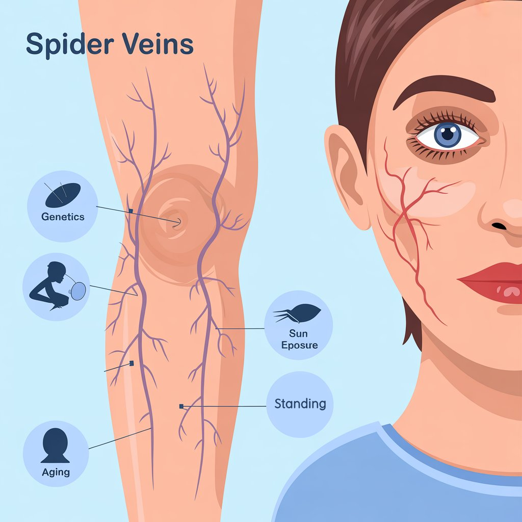 Blue light therapy for spider veins