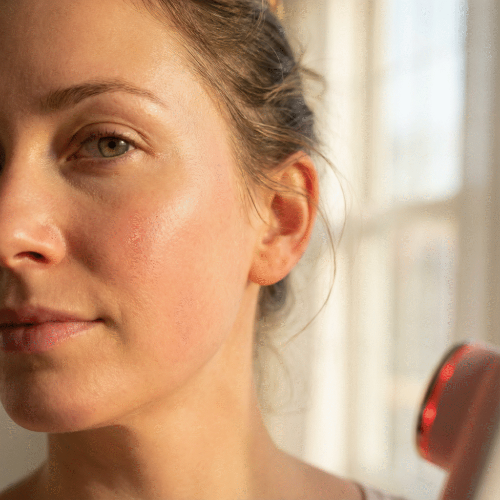 Skin collagen production stimulated by L'Oréal LED face mask wavelengths